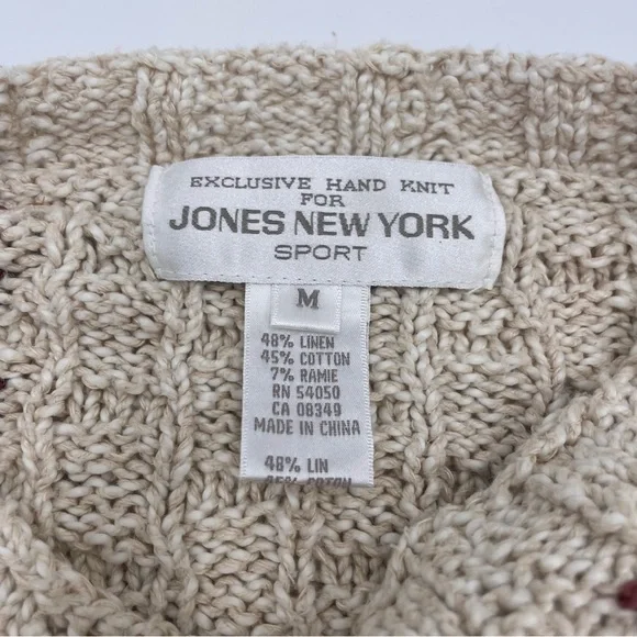 Vintage Sweater Handknit Cottagecore‎ Momcore Linen Cotton Ramie Medium Women - Picture 4 of 9